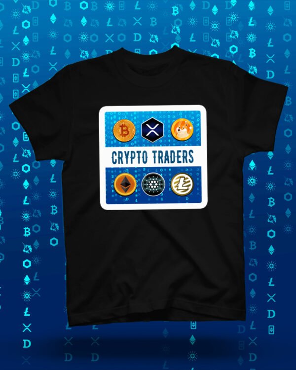 100 % Cotton Crypto Shirt "Crypto Traders" Black- Large