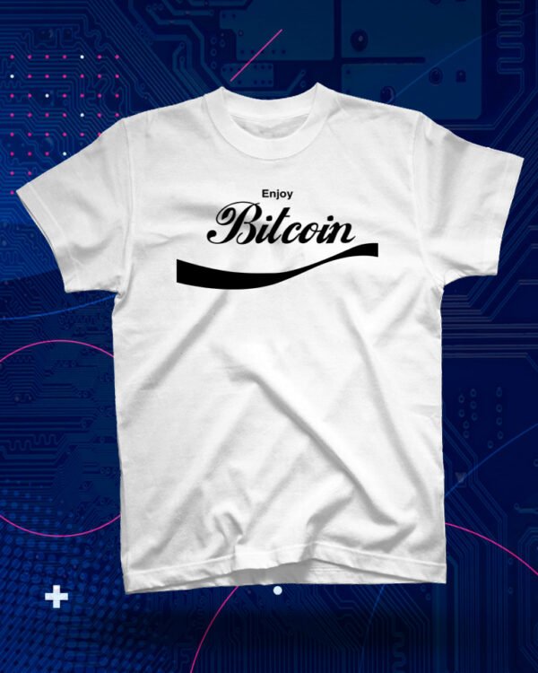 100 % Cotton Crypto Shirt "Enjoy Bitcoin" White - Large