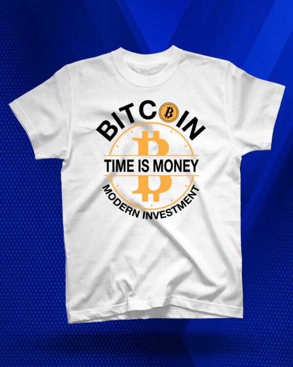 100 % Cotton Crypto Shirt "Time Is Money" White - Large