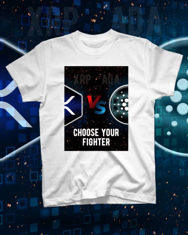 100 % Cotton Crypto Shirt "XRP vs ADA" White - Large